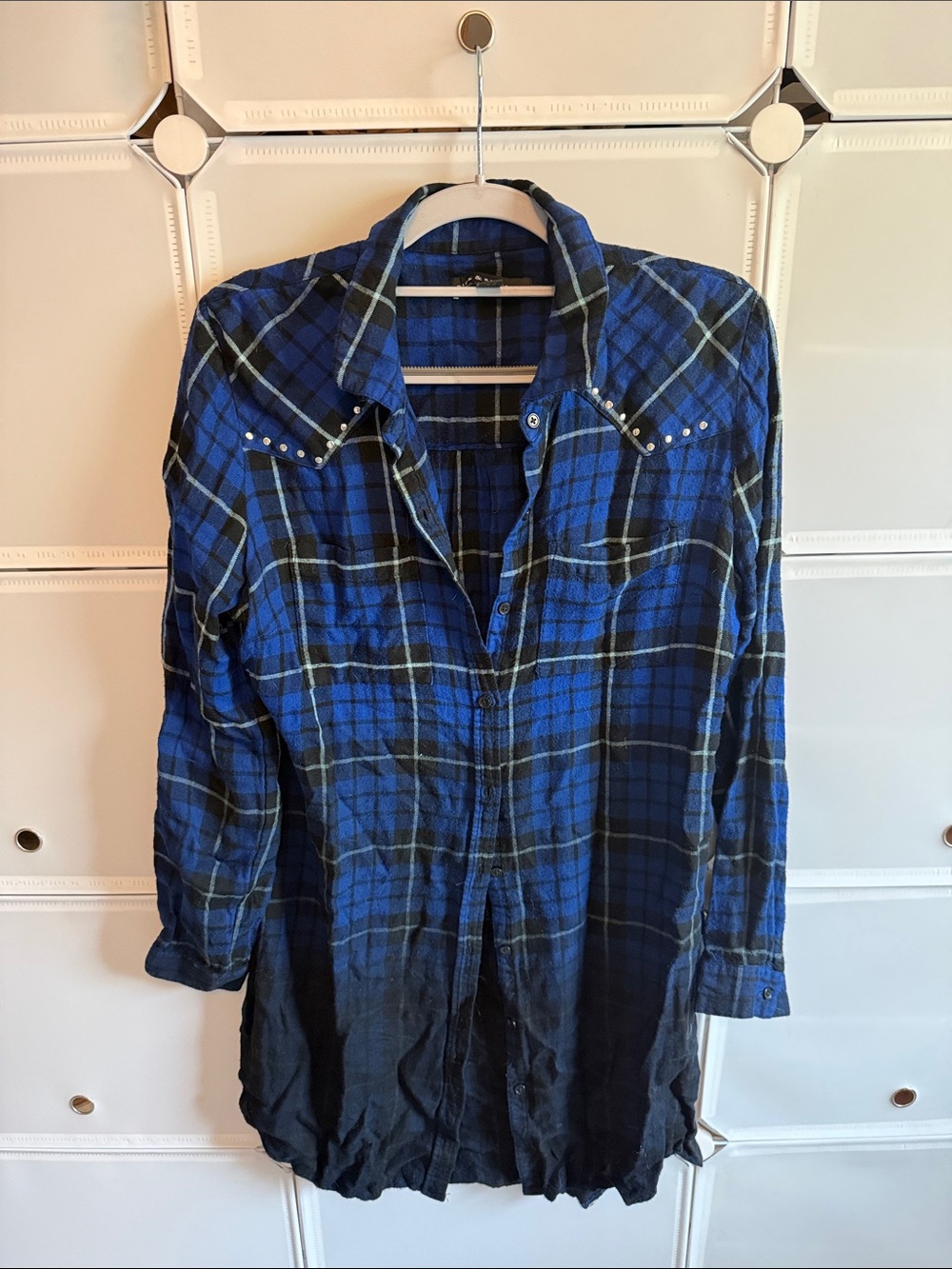 Black and Blue Plaid Shirt Dress